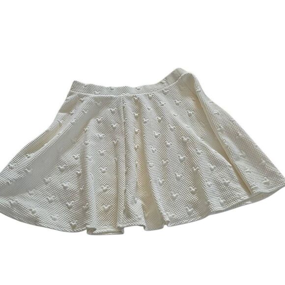 Disney LC Lauren Conrad Women's Large Cream Mickey Embossed Skater Skirt - Picture 2 of 6